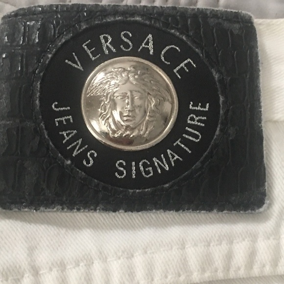 Versace White Jeans Signature high waist 27" hips 29" length 31-32 skinny - Picture 3 of 15